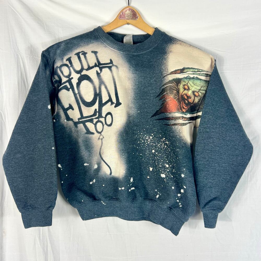 Pennywise Clown Sweater Youth Large Gray Boutique IT Horror Gildan